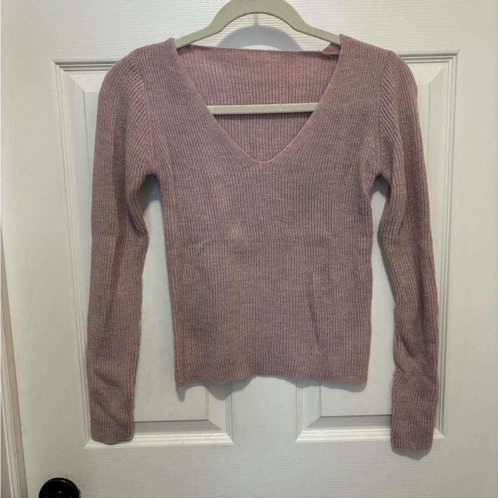 SHEIN Pink V-Neck Sweater
